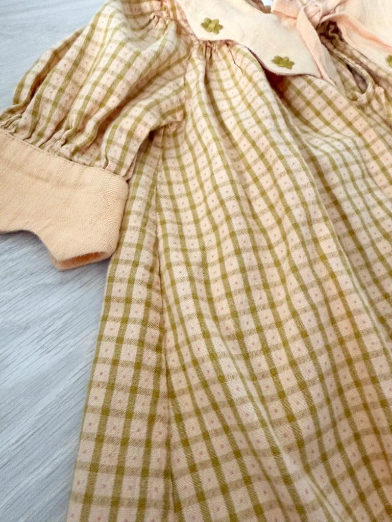小旭市集] Apolina - Esther dress - dune check - 3y / 100cm