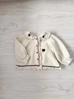 米杏色四葉草刺繡荷葉邊長袖襯衫