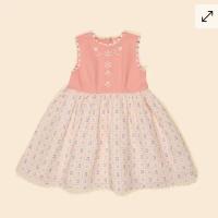 粉色刺繡無袖洋裝