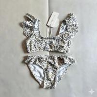 女童碎花荷葉邊比基尼兩件式泳裝