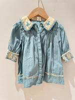 藍色經典刺繡洋裝