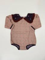 Claudia Romper Gretel print 小尖領刺繡粉花磚 連身衣