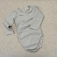 圓領子包屁衣 - Grey Melange/Cream 18-24m