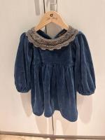 HELLO LUPO COI DRESS  BLUE VELOUR 4-5Y