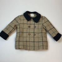 Popelin Plaid Woollen Coat with Collar 格紋混羊毛大衣 - Beige