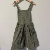 BEIGE AND GREEN COTTON OVERALL DRESS