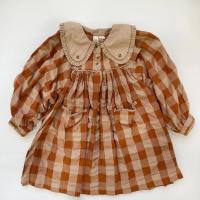 Lottie Dress-Seersucker Gingham in Russet