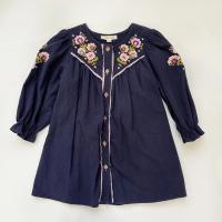 海軍藍刺繡花卉洋裝