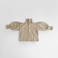 Liilu- Smocked Check Blouse 高領格紋上衣