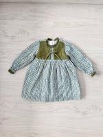 Grove dress 達利條紋幾何綠花拼接洋裝