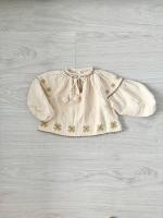 Folk Cotton Muslin Embroidered Blouse - Ecru