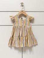 Button-Front Tiered Dress（Rainbow）