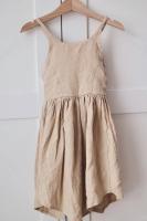 Melon Linen Dress with Asymmetric Hem