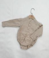 Beige Linen Long Sleeve Shirt Onesie