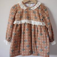 Brick lace dress 磚紅格紋蕾絲洋裝