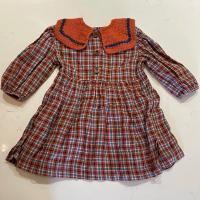 KALINKA 針織領亞麻格紋洋裝 Teodora Dress 1-2y