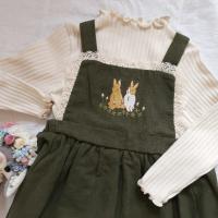 品牌限定刺繡森林兔兔蕾絲吊帶洋裝