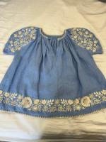 弧形袖刺繡洋裝 Fay dress - Cornflower