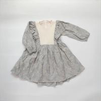 Denim-effect embroidered dress with yoke
