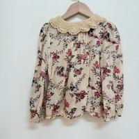 Ecru orchid crochet collar blouse