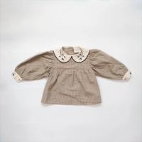 Black gingham blouse with baby collar