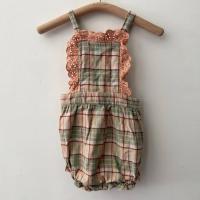 蕾絲格紋吊帶包屁服