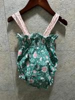 Birinit Petit 花卉湖水綠 吊帶連身褲 2A  近新