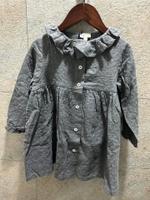  法國 Marsou Anemone Dress 全新付吊牌 3-4y 灰色刺繡花領洋裝