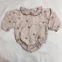 咖啡格子小花包屁衣