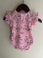 澳洲品牌 Snuggle hunny 粉花花包屁衣/髮帶組 3m近新