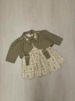 Ada dress set - cabin quilt floral cream/sage
