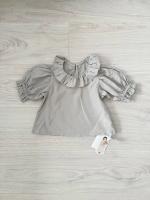 Ruffle collar top - grey