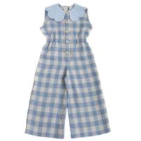 花瓣領格紋連身褲 Cordelia Overall-Blue Check