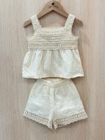 ZARA 拼接鉤編上衣 + 拼接紋理短褲 3y
