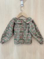 Dannie and Lilou 草莓小偷Liberty荷葉波浪飾邊泡泡袖襯衫	2-3y