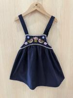 Louise Misha, Magda Dress Midnight 瑪格達刺繡吊帶圍裙洋裝