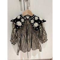 BONJOUR DIARY 天鵝絨領金銀絲格紋洋裝 TUNIQUE Vichy Lurex / Black velvet collar