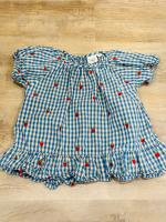 Molly blouse 藍格紋草莓短袖上衣