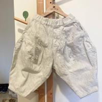 白色混黑牛仔氣球褲