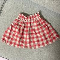 亞麻格紋及膝裙