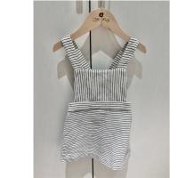 Navy stripe overall dress