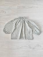 Imelda Cotton Muslin Gingham Blouse - Ecru