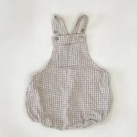 梭織肩帶連身褲-Oat Gingham