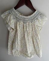 Bonpoint Smocking 銀藍灰手工刺繡領上衣 4A 近新