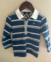 Burberry 灰藍條紋長袖 Polo Shirt 90cm