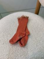 Alizée Glitter Ribbed Crew Socks with Tulle Trim Bois en Rose 18/20