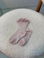 Victorine Glitter Ribbed Crew Socks with Lace Trim	Vieux Rose	21/23