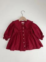 紅色長袖荷葉領洋裝 Long Sleeve Frilled Collar Dress