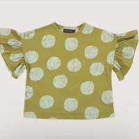 FRILL T-SHIRT - AVOCADO CANDY波點蛋糕袖上衣