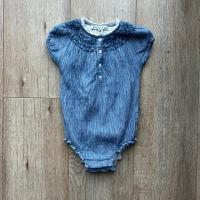 BLUE GINGHAM COTTON CREPE ROMPER